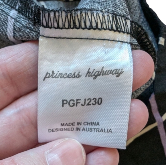 Princess Highway Miranda Dress Strappy Full Skirt Black Geometric Women's 8 - Picture 5 of 13